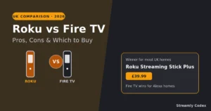 Roku vs Fire TV 2026 comparison of price, apps, Dolby Vision and Alexa for UK buyers
