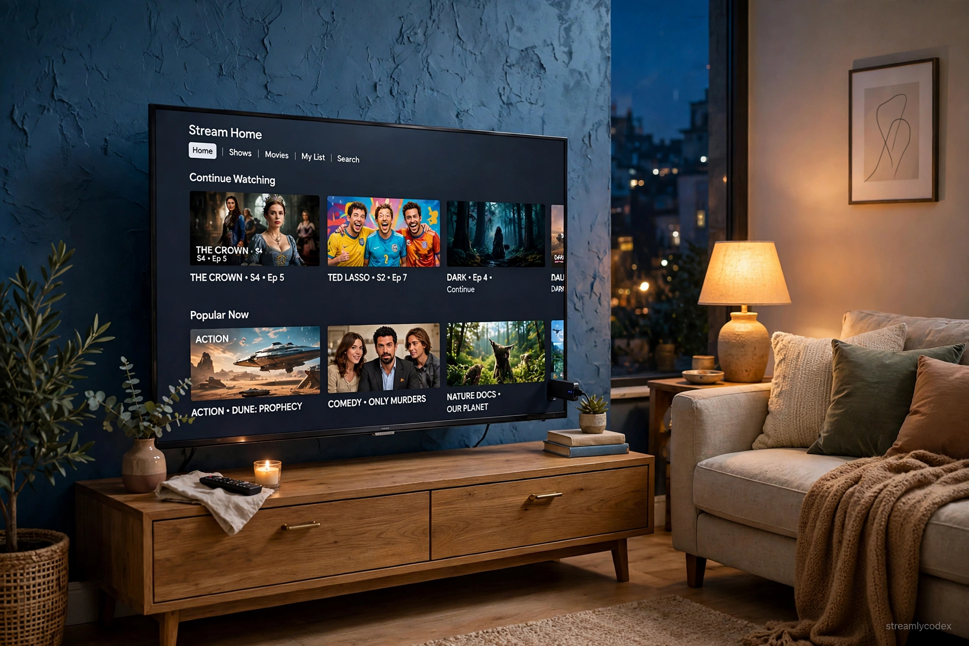 Fire TV Stick connected to a TV in a European living room