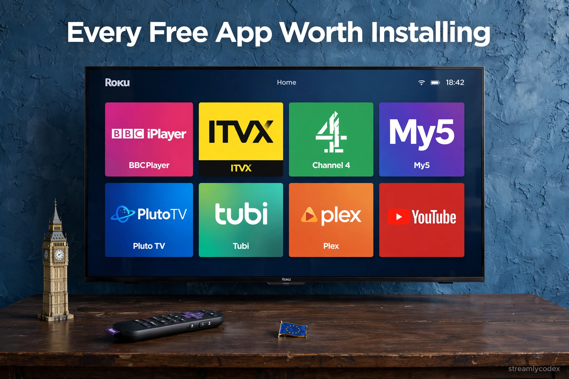 Free Roku apps grid UK