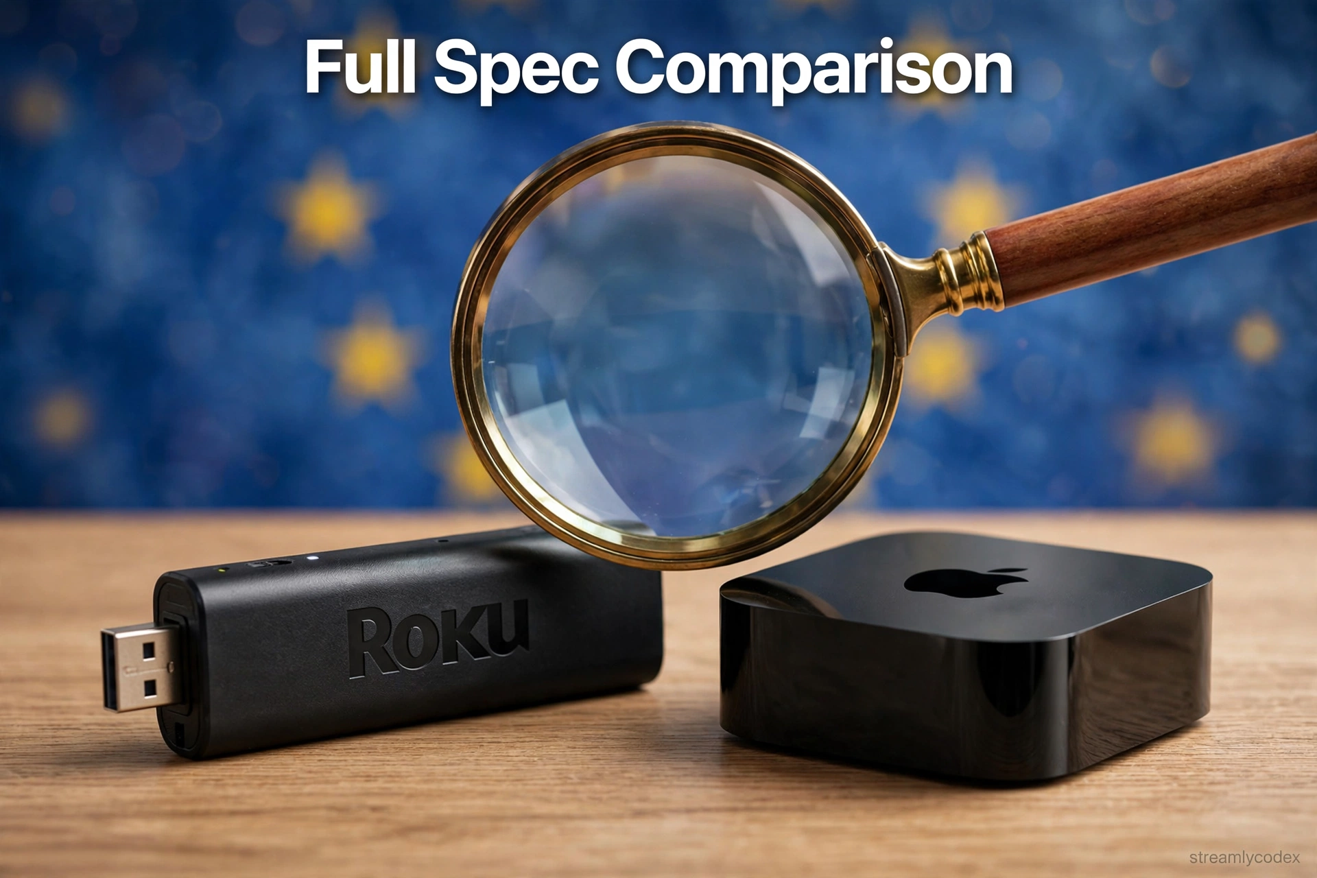 Roku vs Apple TV 4K full spec comparison chart 2026